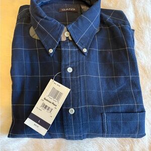 GANT Men's Navy Plaid Button Down Shirt